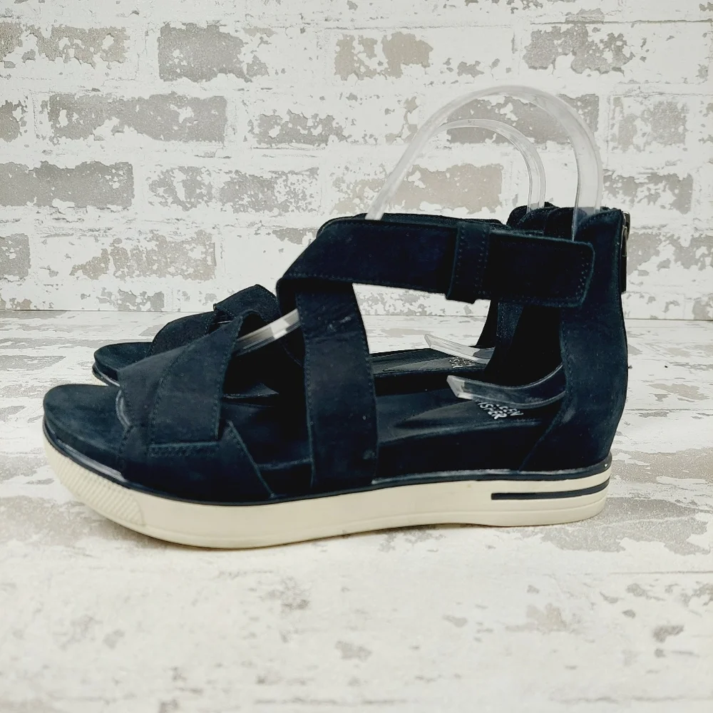 NEW Eileen Fisher Sport Tumbled Nubuck Platform Black Sneaker Sandals H298